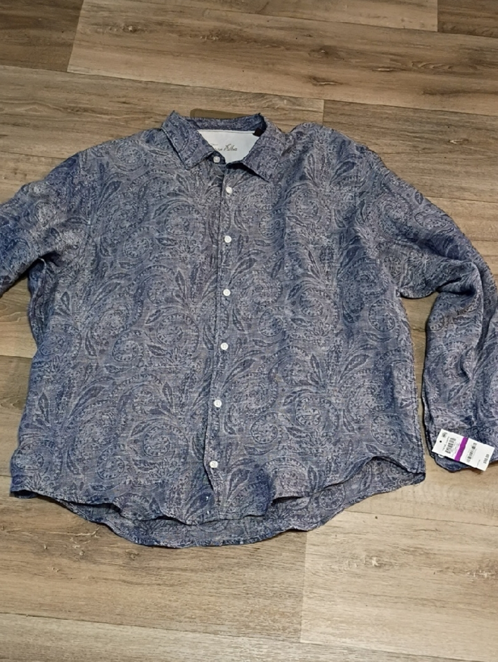 Tasso Elba Blue Paisley Button-Down Shirt